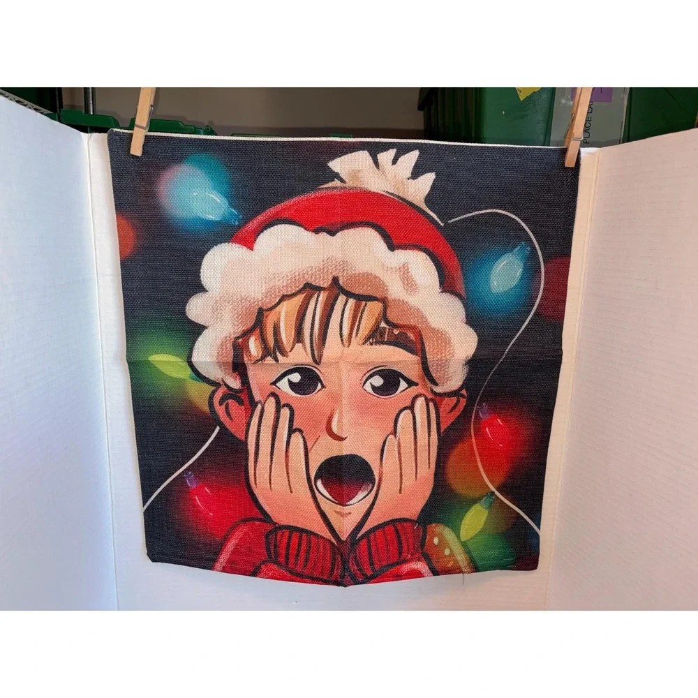 Home Alone Burlap Throw Pillow Cover - New no Tags - See Description for details